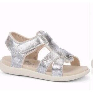 See Kai Run Basics Toddler Logan T-Strap Unisex Sandals Silver Size 9